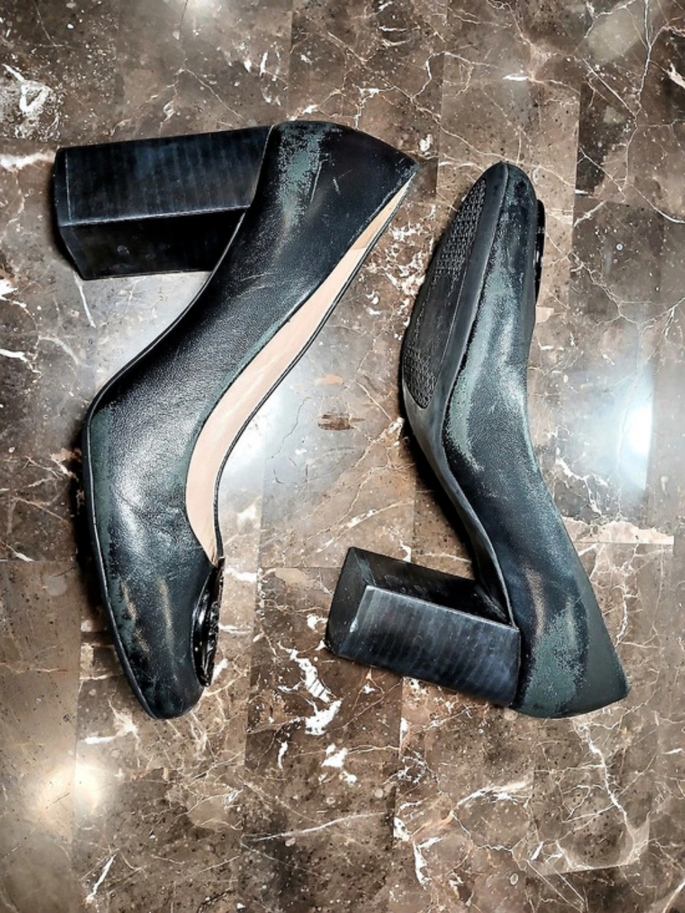 Tory Burch Block Heel Pump Black Leather US 7.5 - Picture 4 of 16